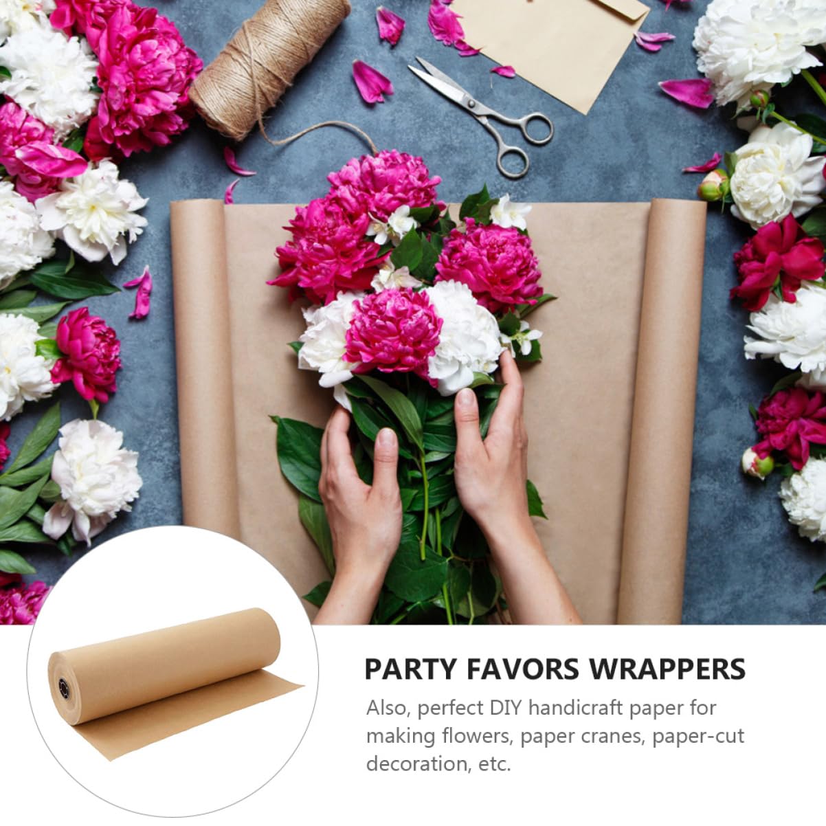 Rollo de Papel Kraft Khaki 1 Rollo para Embalaje y Manualidades DIY