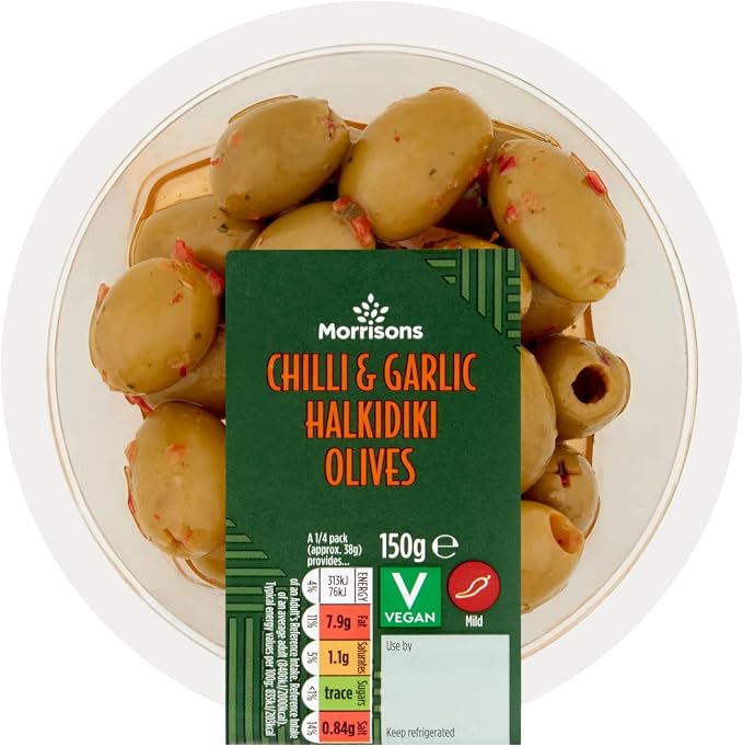 Morrisons Chilli & Garlic Olives, 150g Amazon.co.uk Grocery