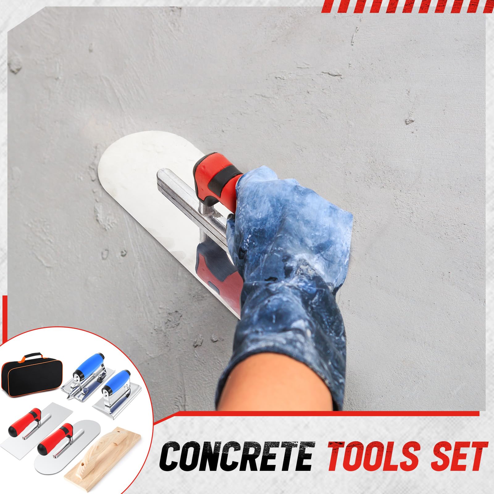 MorningRo Concrete Hand Tools Set - Masonry Tools -5