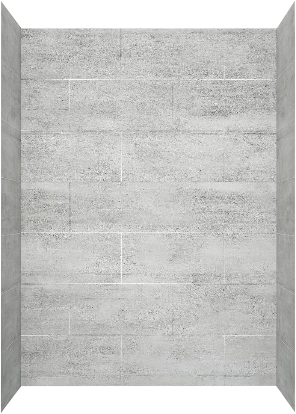 Ove Decors Misty 60 x 32 in. Solid Surface Alcove Shower Wall in Horizontal Grey Tiles