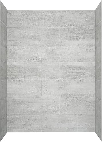Ove Decors Misty - Pared de ducha con superficie sólida para alcoba (60 x 32 pulgadas), color gris horizontal