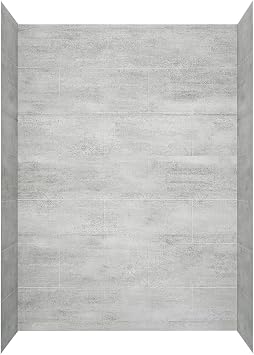 Ove Decors Misty 60 x 32 in. سطح صلب AlcOve دش الجدار في البلاط الرمادي الأفقي