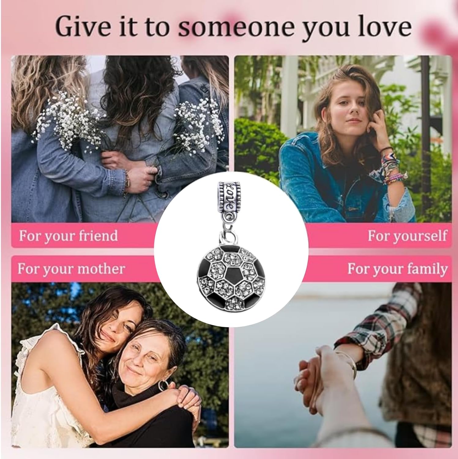 Soccer Ball Charm Bead – Silver-Plated Dangle Charm with Rhinestones for Soccer Fans, Players & Coaches – Compatible with Pandora, Troll, Chamilia & European Bracelets – Gift for Soccer Lovers - Image 3