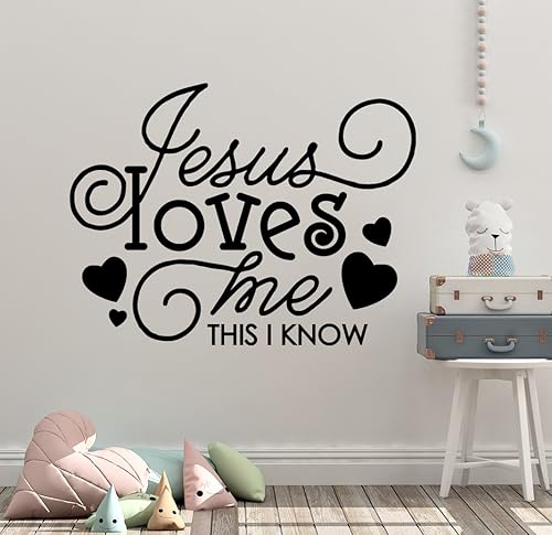 Miniatura 5 de 30 x 24 pulgadas Jesús me ama esto sé corazón lindo para la Biblia Tells Me So Song Niños calcomanía de pared mural arte decoración del hogar