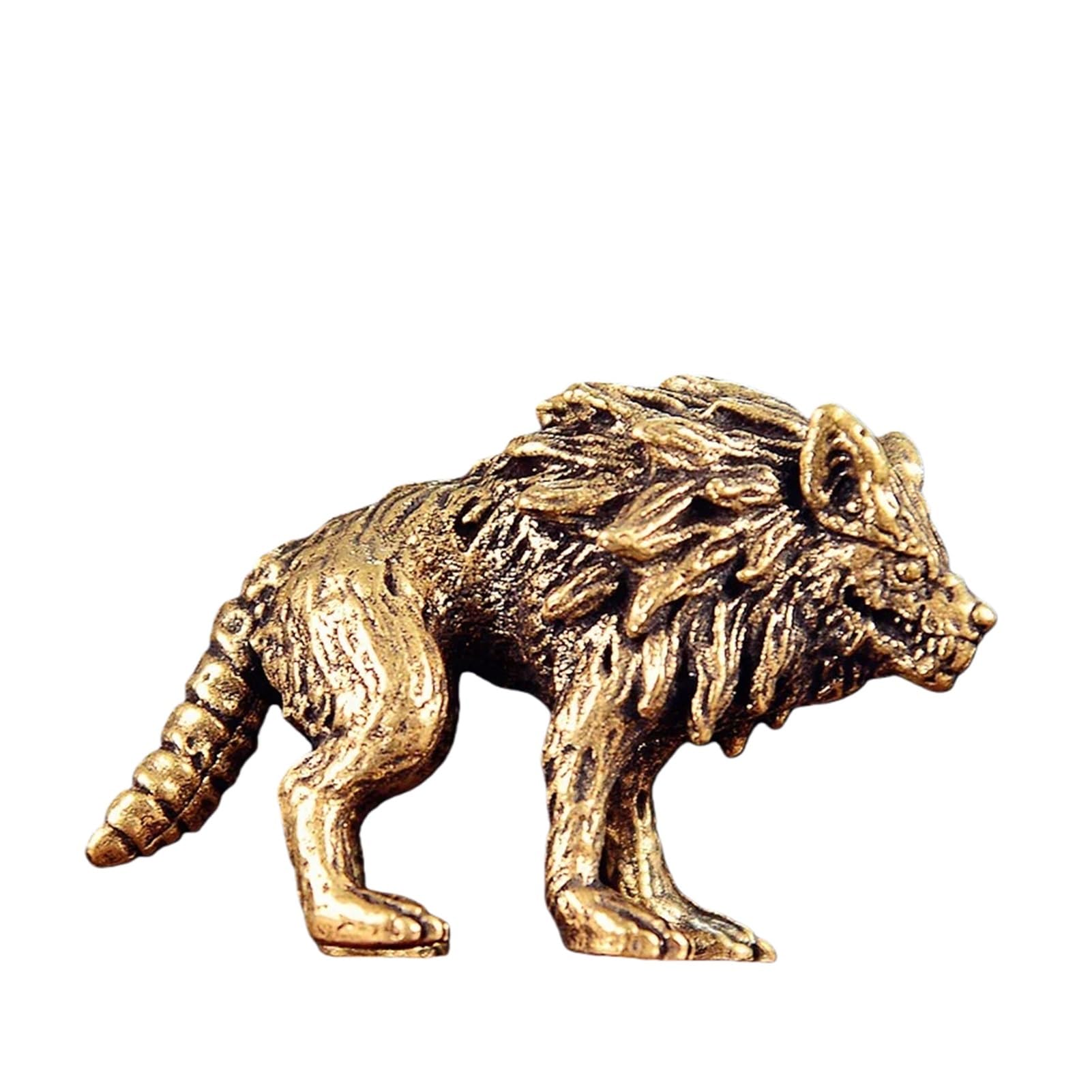 Huolimxun Solid Brass Statue Wolf King Statue Desktop Decoration Animal Model Small Statue Tea Pet