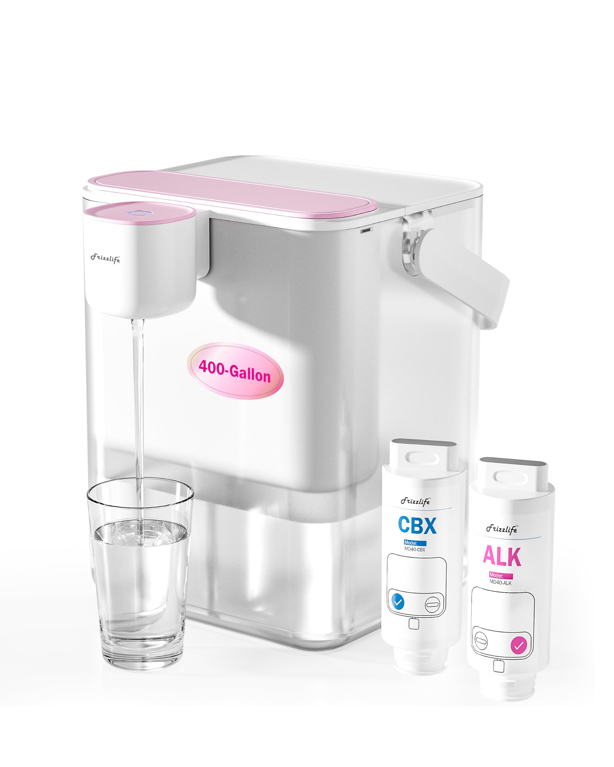Frizzlife MD40 Alkaline Instant Electric Water Filter Jug with 2 Filters