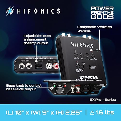 Miniatura 4 de Hifonics BXIPRO3.0 Potenciador de bajos, procesador digital con control remoto de montaje en tablero, integración con cualquier vehículo para