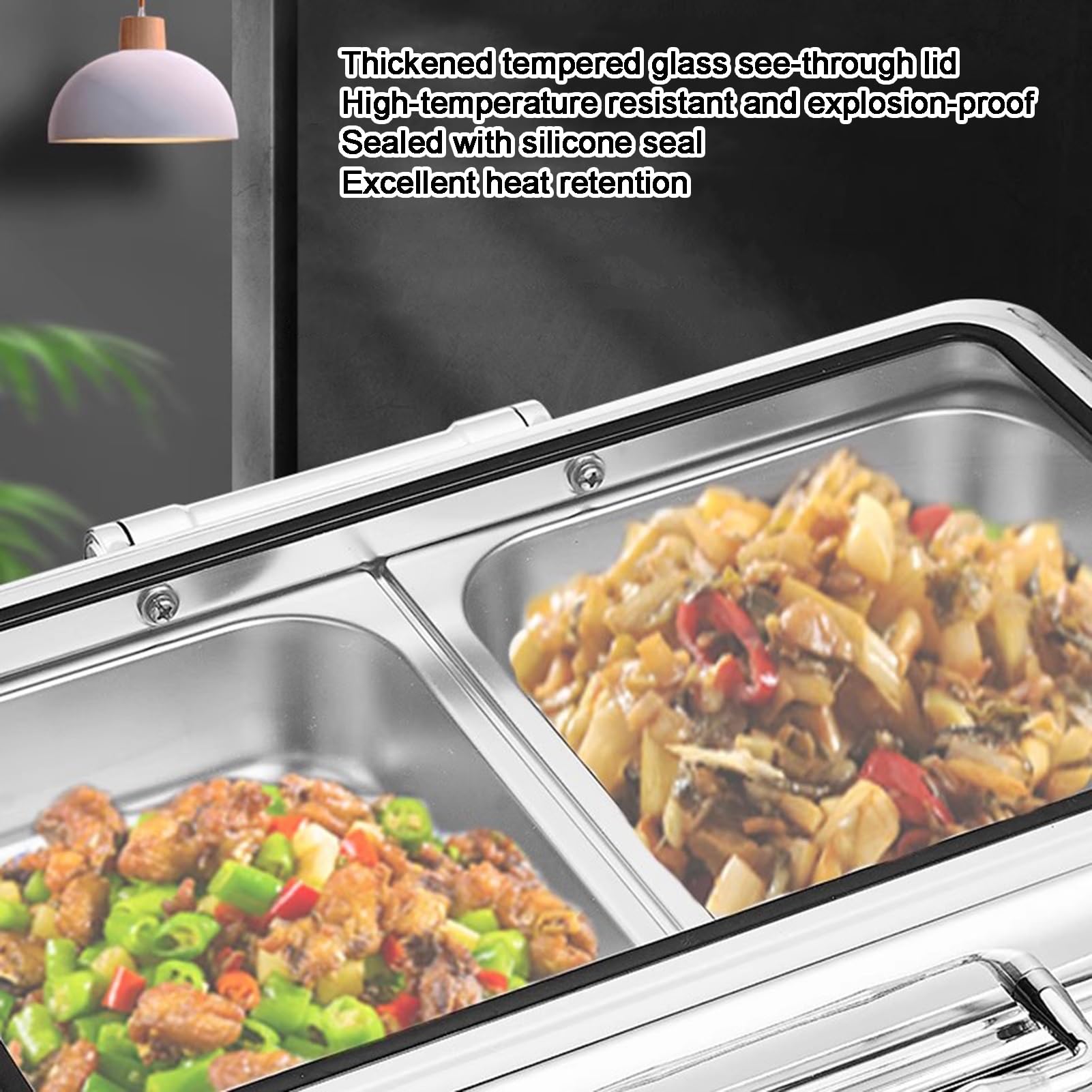 Sfregando Piatti Per Buffet, Piano Di Lavoro Cibo Servizio Display Contenitore, Condimento Distributore Vassoio, Ristorante Hotel Cibo Display Rack Padelle(B-6.5 cm/1 grid)