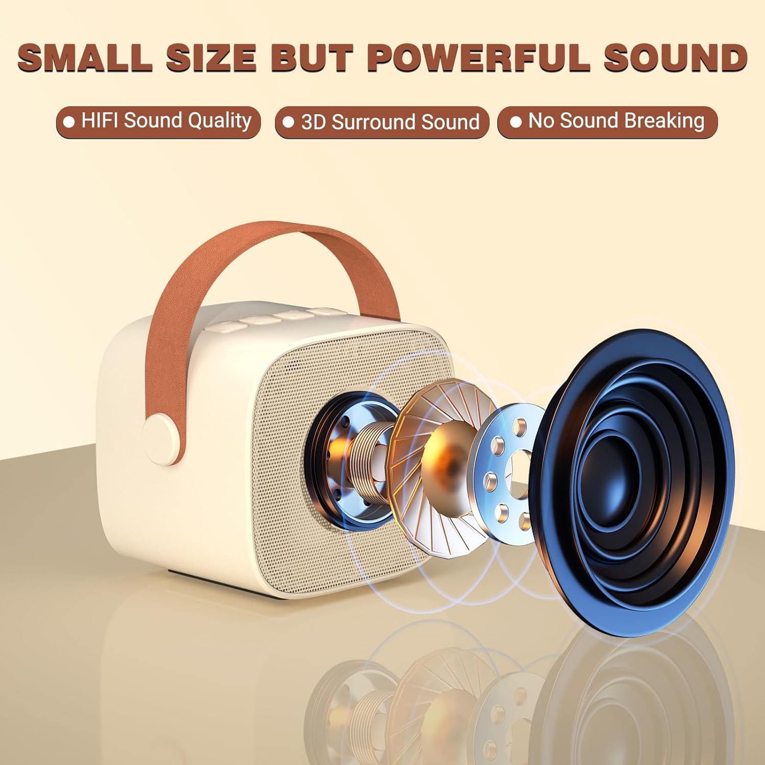 GOHAPHE Karaoke Machine for Kids Rechargeable Mini Karaoke Machine with 2 Microphones and Voice Changing Effects - Image 2