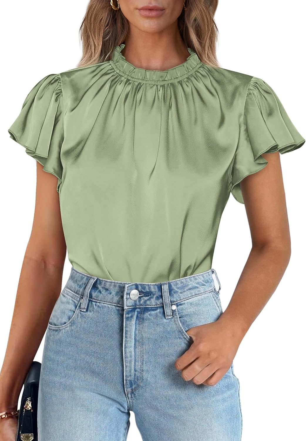 Silky Short Sleeve Blouse for Women: Elegant Summer Wardrobe Essential