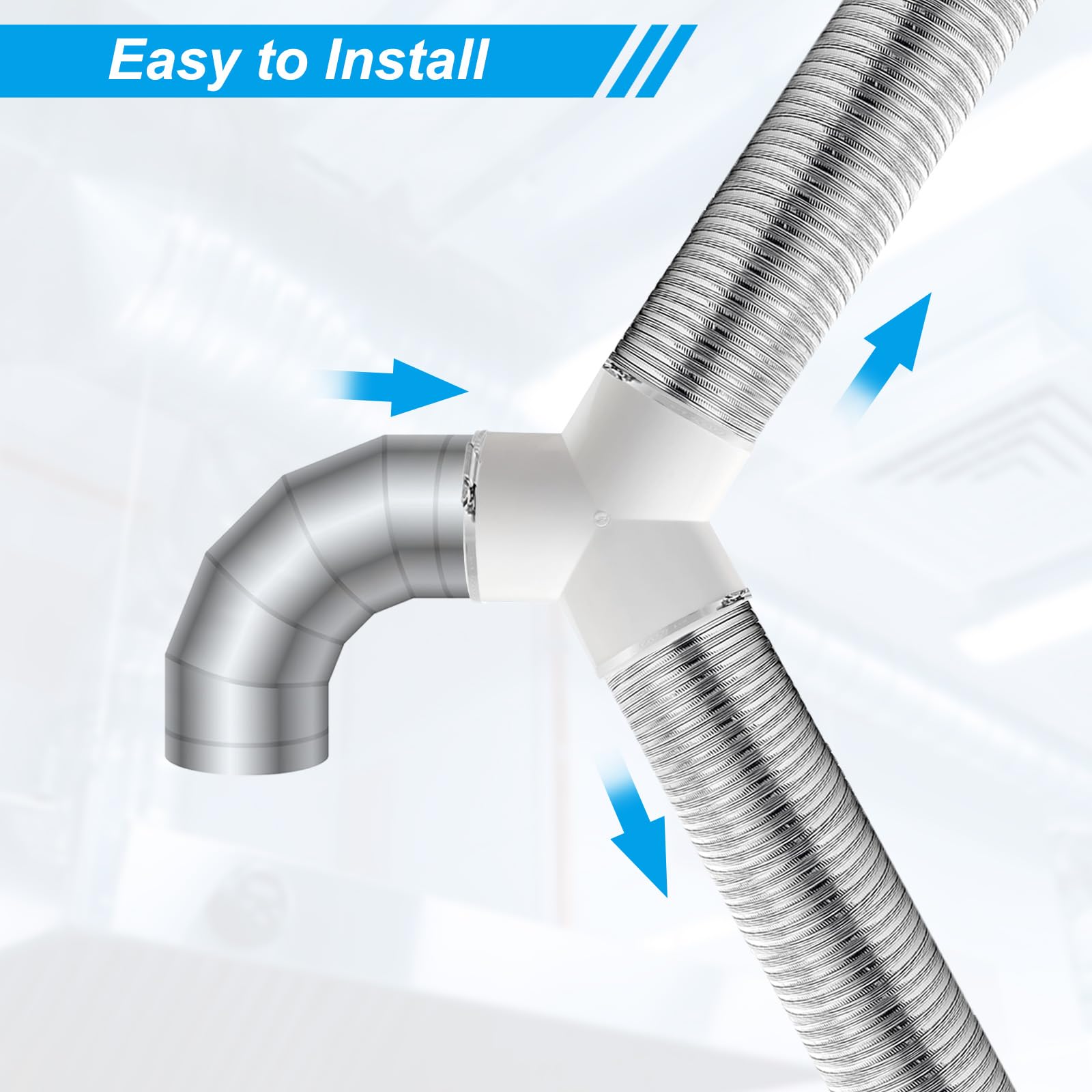 Conector de conducto de 3 vías de 4 pulgadas, divisor de conducto en forma de T de PVC de 90 grados, adaptador de tubo de escape de manguera de conducto de ventilación de aire, accesorio de recolec