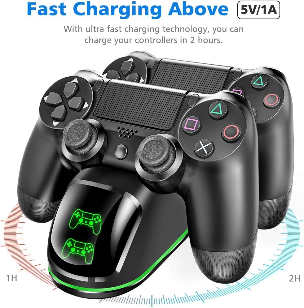 OIVO PS4 Controller Charger for Compatible with PlayStation 4 PS4 Controller, Remote Charging Docking Station with LED Indicators and USB Cable- 2.6ft