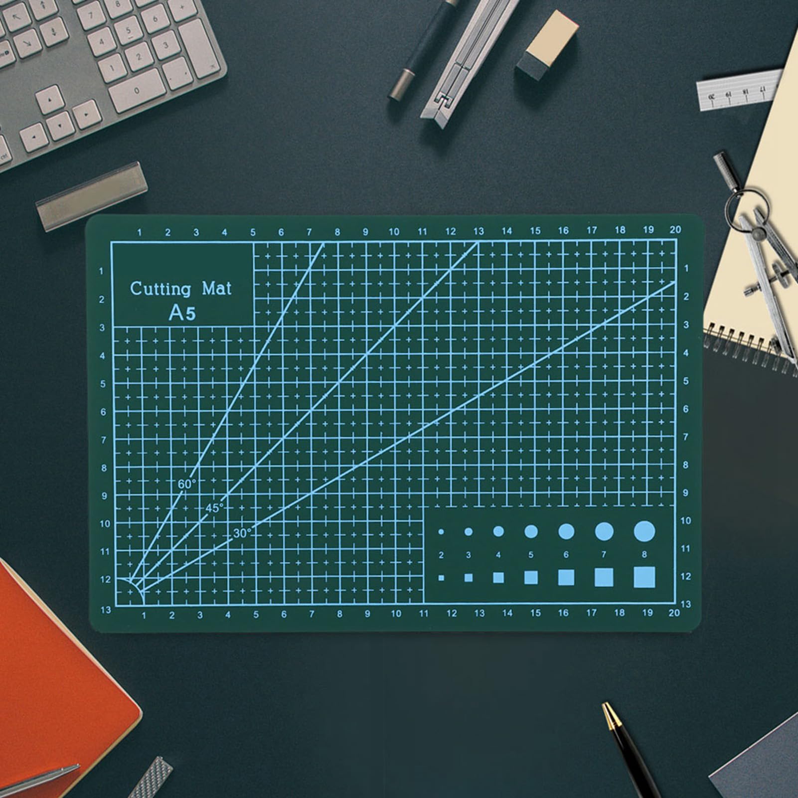 Self Healing Cutting Mat, A5 PVC Cutting Mat Self Healing Sewing Mat for Crafts Rotary Cutting Mat Single Side Craft Cutting Board for Sewing Crafts, Art Work Cutting, Hobby (Green)