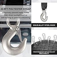 Vista 8 de Cabrestante de remolque de barco - Cabrestante manual de 3500 libras con manivela, correa de poliéster de 26 pies, cabrestante de remolque