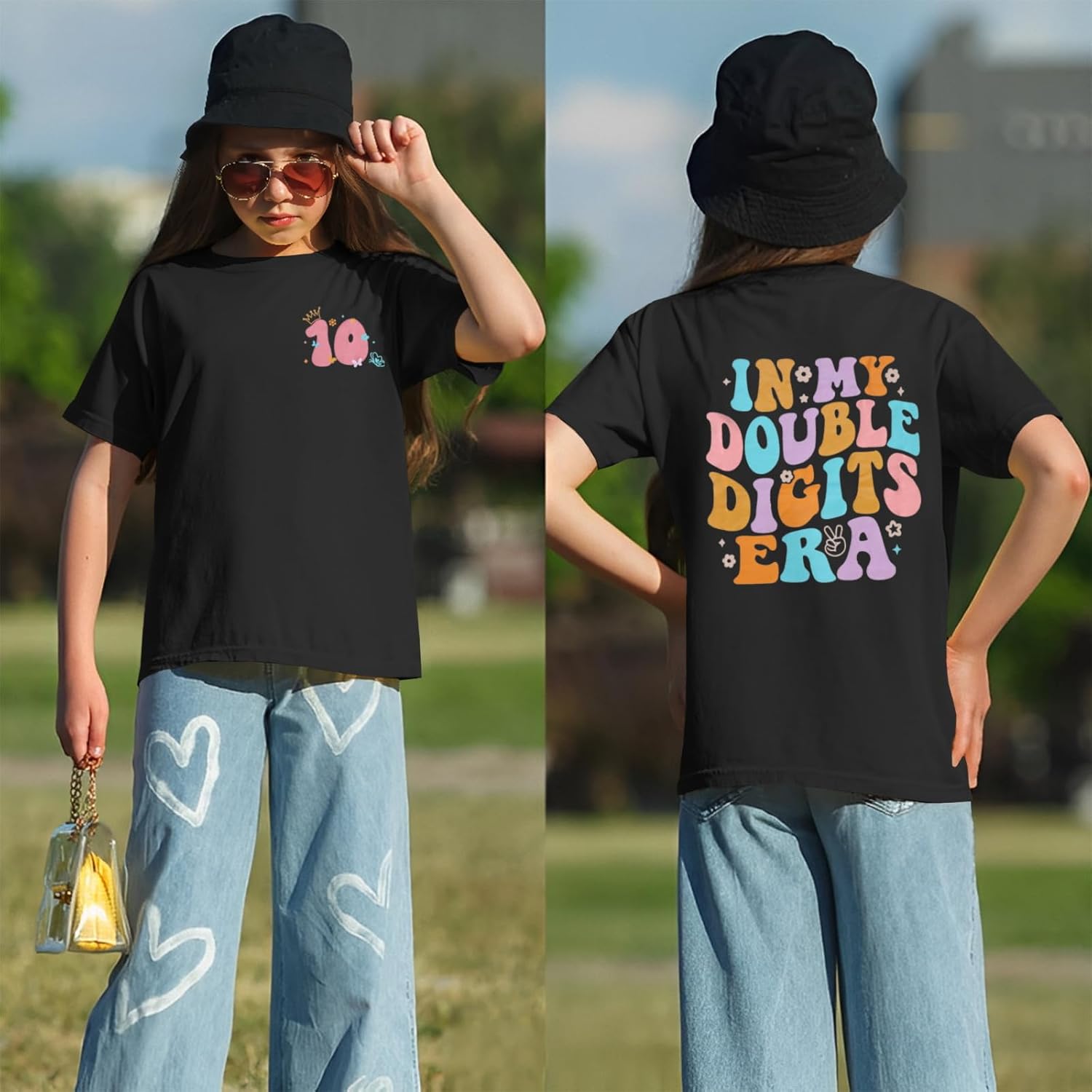 in My Double Digits Era Birthday Girl Shirt 10 Year Old 10th Birthday Girls T-Shirt Girls Ten B-Day Party Tee Tops - Image 2