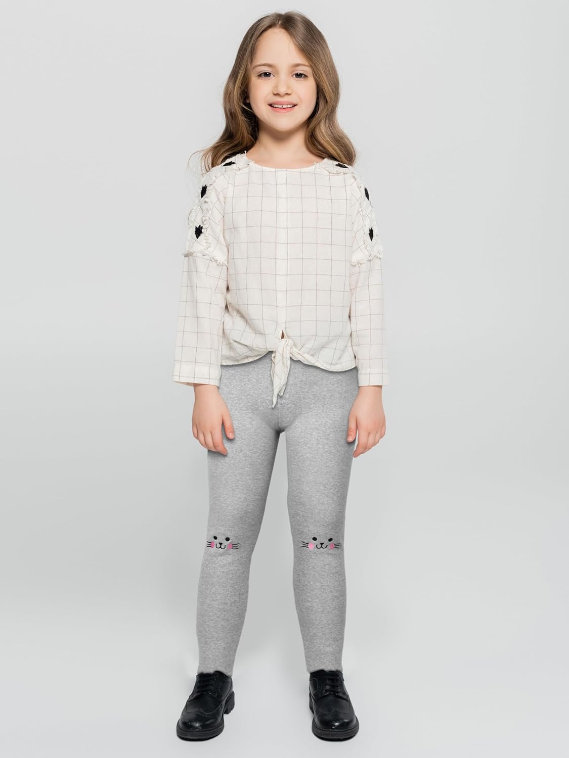 Cooraby 3 Pack Girls Fleece Lined Leggings Cotton Kitty Printed Winter Warm Tights Thick Elastic Thermal Pants for Kids - Image 2