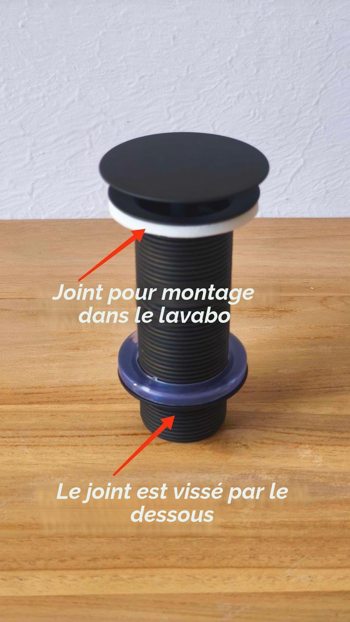 Bonde de vidange pop-up 120 mm, blanc mat, bonde d'écoulement pour lavabo wohnfreuden refermable