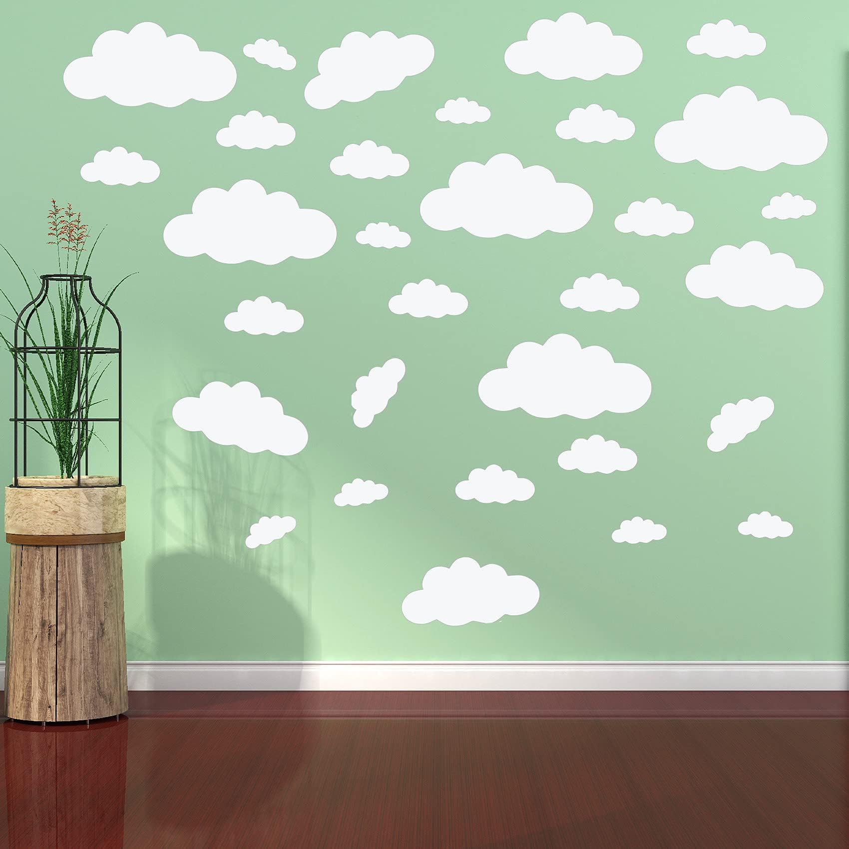 Big Clouds Wall Decals Removable DIY Large Vinyl Sticker Self Adhesive Wallpaper for Living Room Nursery Children Baby Kids Bedroom Decor Home Art (White)