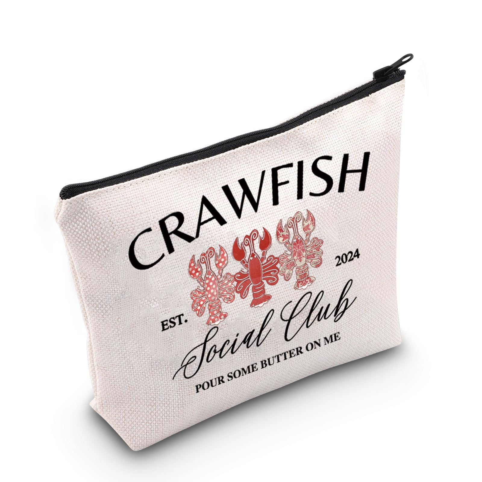 WCGXKO Crawfish Lover Gift Crawfish Social Club Pour Some Butter On Me Makeup Bag Crawfish Gift For Women (Crawfish Social Club)