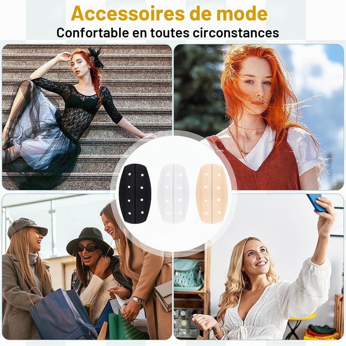 6 pcs Anti Glisse Bretelles Soutien Gorge, Silicone Antidérapant, Soulagent La Douleur des Épaules, Couleur De La Peau