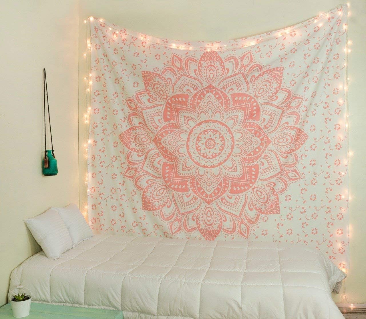 Popular Handicrafts Tapestry Wall Hanging Hippie Ombre Mandala Bohemian Hippy Intricate Indian Tapestries Bedspread 90 x 108 Inches (230cm x 270cm) Rose Gold