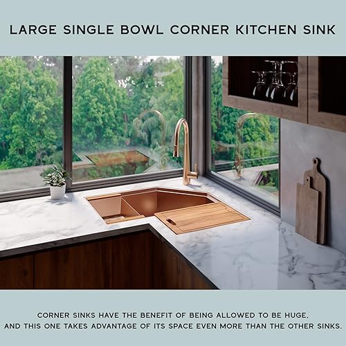 Miniatura 4 de Strictly Sinks - Fregadero de cocina esquinero de 30 pulgadas para montaje inferior, acero inoxidable calibre 16, con mariposa, montaje inferior,