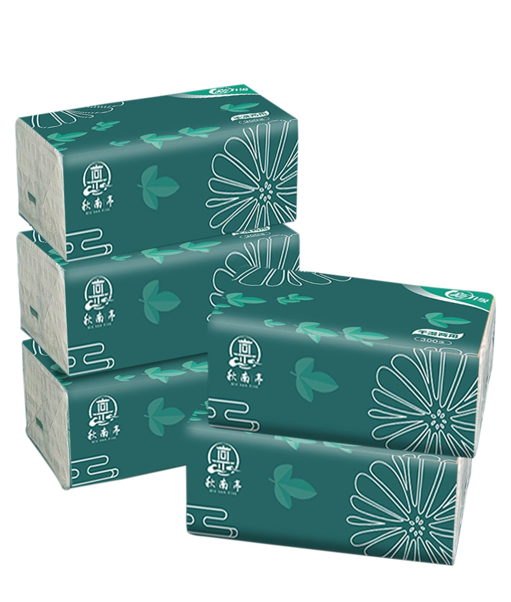 Orange Paper 4 Ply bamboo Facial Tissue ultra Soft Pack, Car Tissue Refill, Facial Tissues, Face Towel,Travel Size Pack for Car, 60 Pulls per pack Medium size (Flower_Green_Pack of 5)-image-3