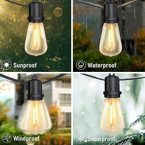 Miniatura 3 de GOOTHY Guirnalda de luces LED para exteriores de 25 pies con 13 bombillas Edison inastillables (1 repuesto), luces colgantes ST38 para patio,