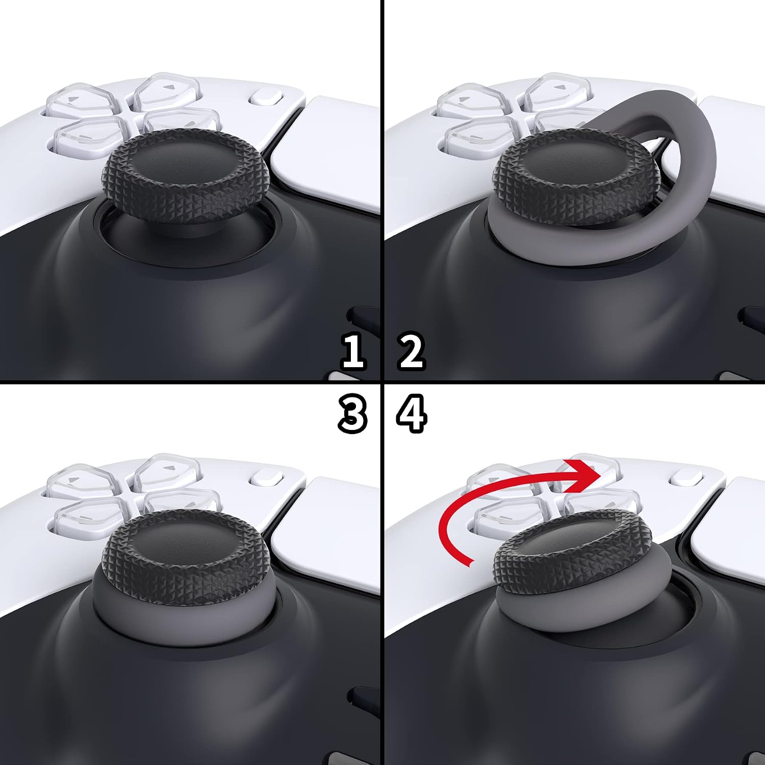 PlayVital 3 Pairs Silicone Aim Assist Target Motion Control Precision Rings for PS5, for PS4, for Xbox Series X/S, Xbox One, Xbox 360, for Switch Pro, for Steam Deck - Gray & Black & White