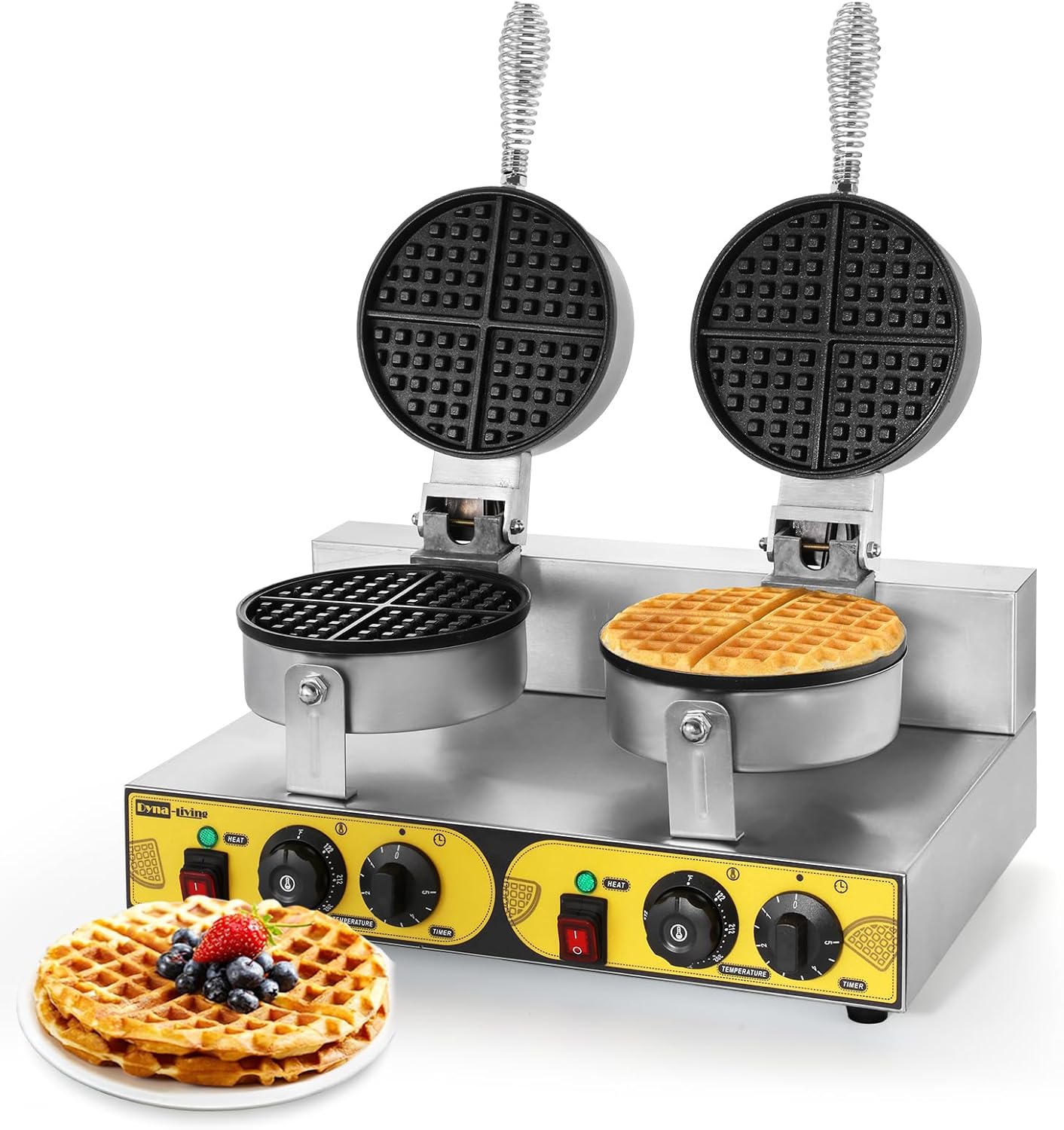 Dyna-Living Commercial Waffle Maker Double Head Waffle Maker, 2400W Non-Stick Commercial Waffle Iron Stainless Steel Waffle Machine for Restaurants, Large Waffle Machine Commercial Dyna-Living Commercial Waffle Maker Double Head Waffle Maker, 2400W Non-Stick Commercial Waffle Iron Stainless Steel Waffle Machine for Restaurants, Large Waffle Machine Commercial