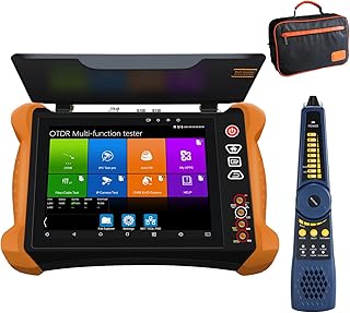 OTDR Tester CCTV Tester, 1310/1550nm OTDR Fiber Optic Tester 8 inch Touchscreen Built-in DMM OPM OLS VFL Event Map Support TVI CVI AHD IP CVBS Camera Test PoE/HDMI in/RJ45 Cable TDR Test