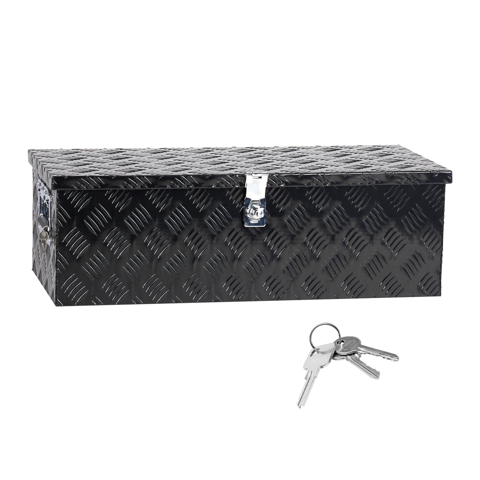 30" Black Aluminum Camper Tool Box W/Lock Pickup Truck Bed ATV Trailer Storage