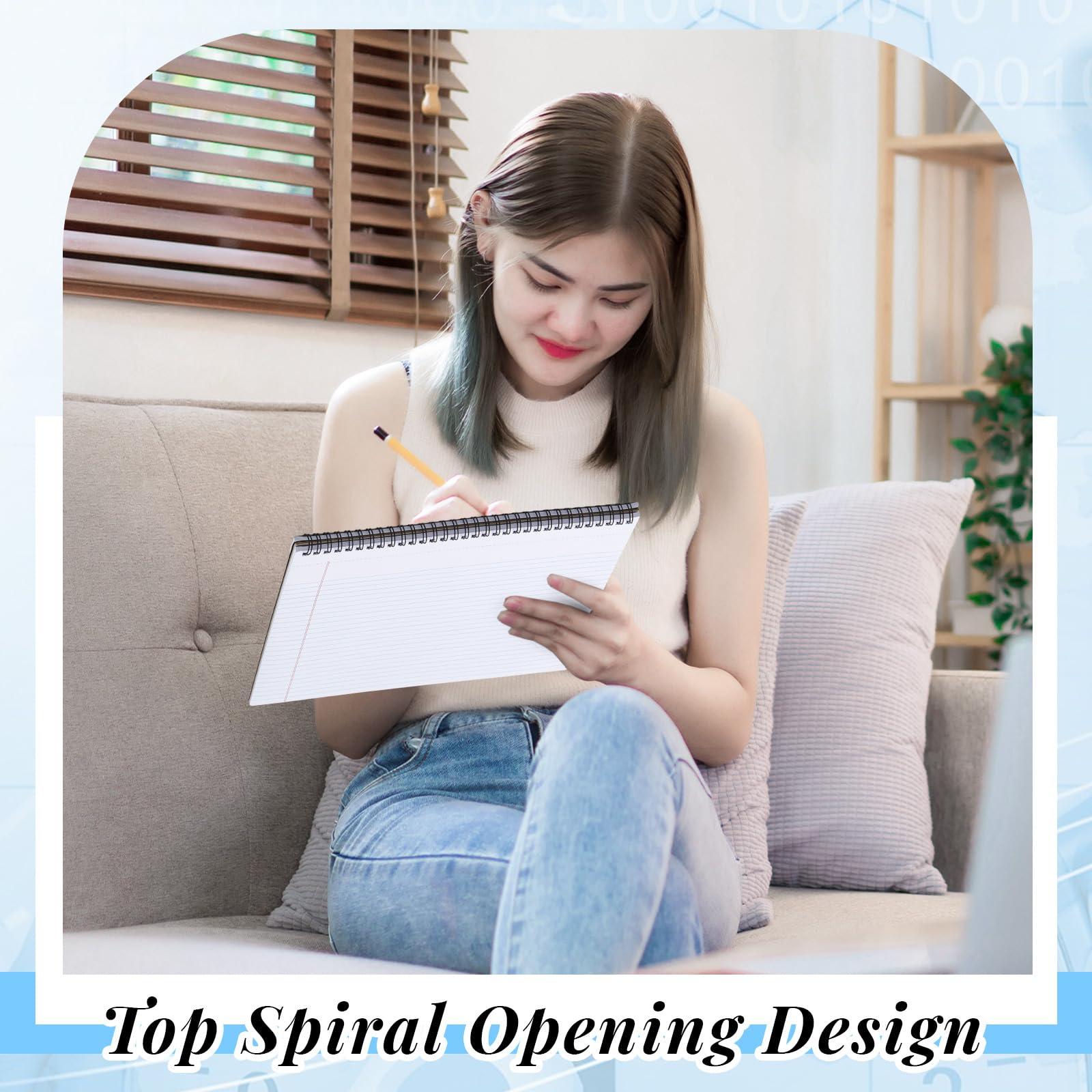 4 blocchi legali a 3 fori con rilegatura a spirale, 28,9 x 24,9 cm, blocco note a righe per una facile rimozione, 50 fogli 80 g/m² a righe per ufficio, ufficio, casa, ufficio, forniture
