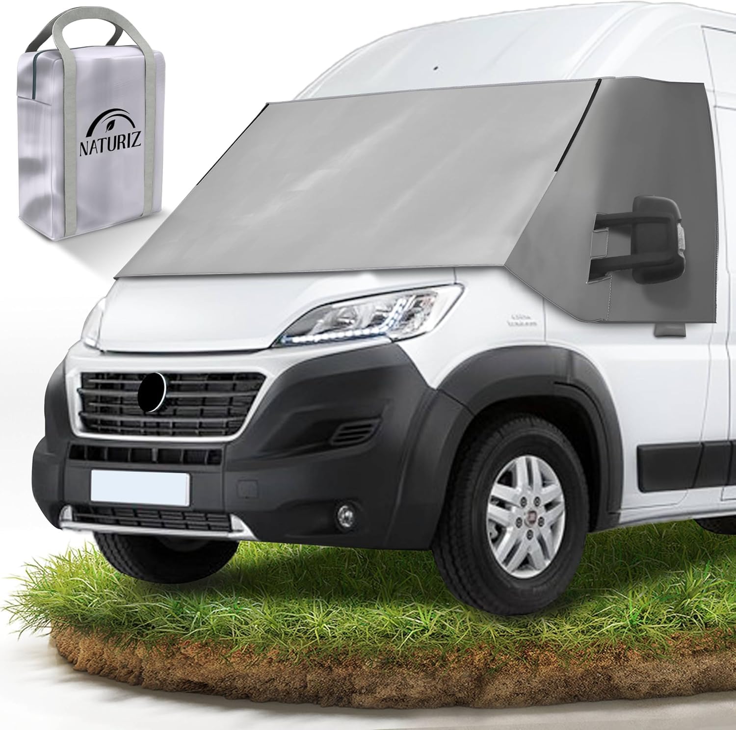 NATURIZ Alfombrilla térmica exterior impermeable de con protección solar eficaz para autocaravanas – Apto para Ducato, Jumper, Boxer 2006-2025 (gris)