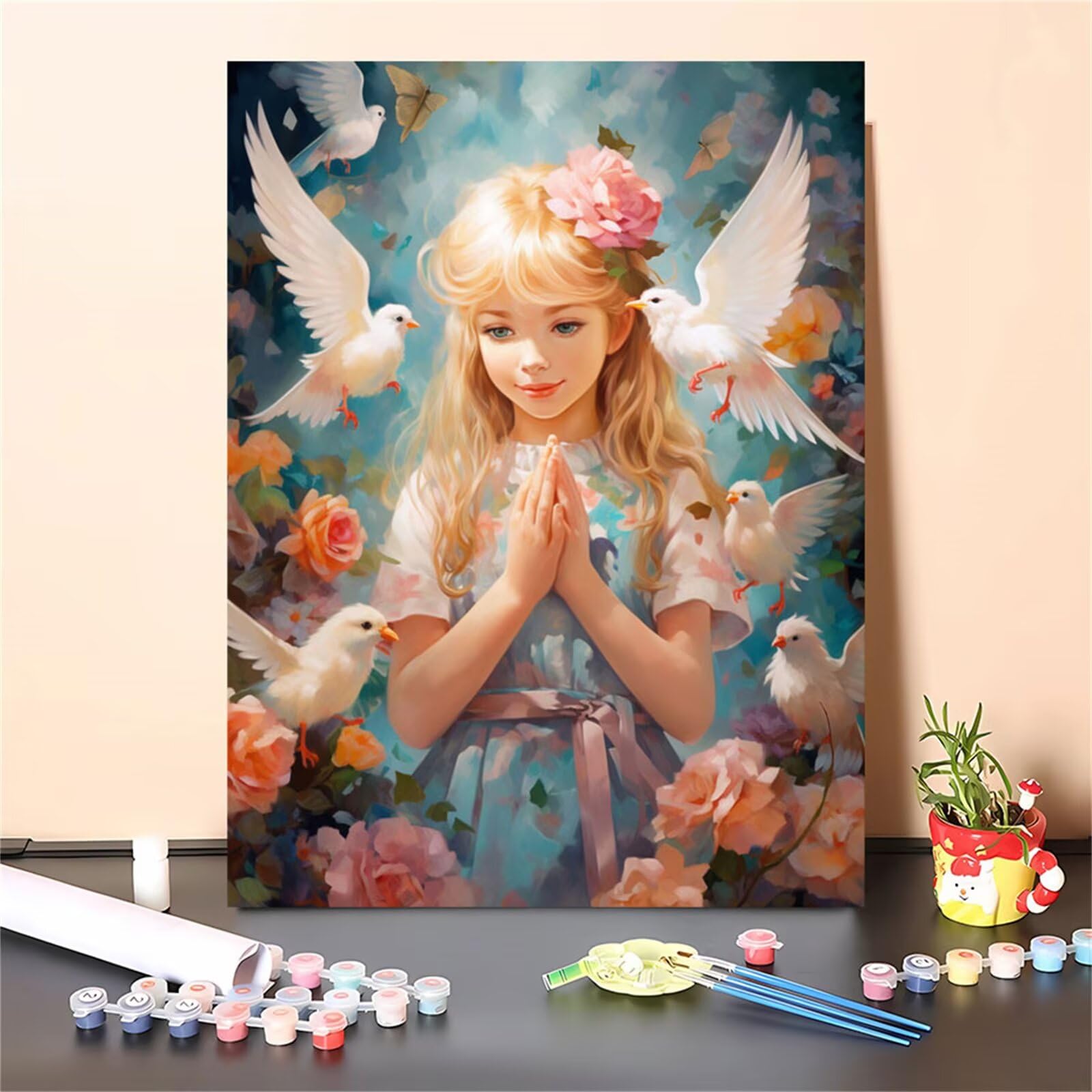 Dipingere con i Numeri per Adulti ragazza Paint by Numbers Kit Farfalla Fai da te Hobby Creativi Adulti,Dipingi con i Numeri con Pennelli e Acrilico Pigmento,Decor della Casa Regalo 80x100cm M-581