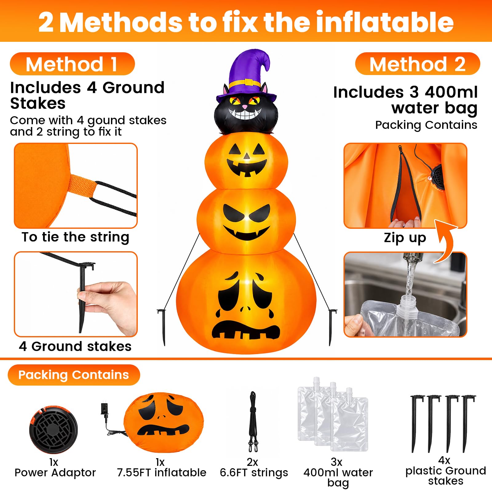 Decorazione all'aperto gonfiabile di Halloween, decorazione all'aperto impilata gonfiabile di Halloween, LED incorporati di Halloween per i gonfiabili di Halloween