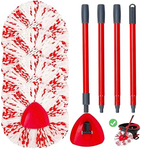 Ashsajkd Paquete de 4 suplementos de cabezal de trapeador giratorio, incluye moppherings de 4 etapas y 1 base de trapeador, compatible con O ceda