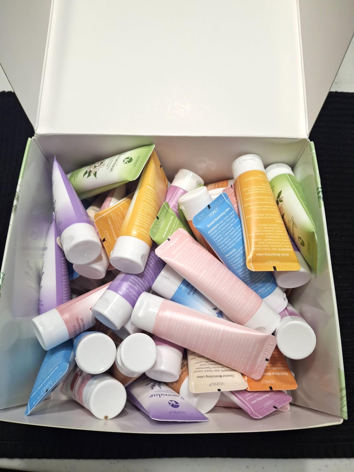 VESPRO 50 Pack Mini Body & Hand Lotion Bulk for Women, Moisturizer Lotion for Dry Skin, Bulk , Teacher Gifts, Travel Size Lotion Body with Shea Butter, Bulk Thank You Gifts