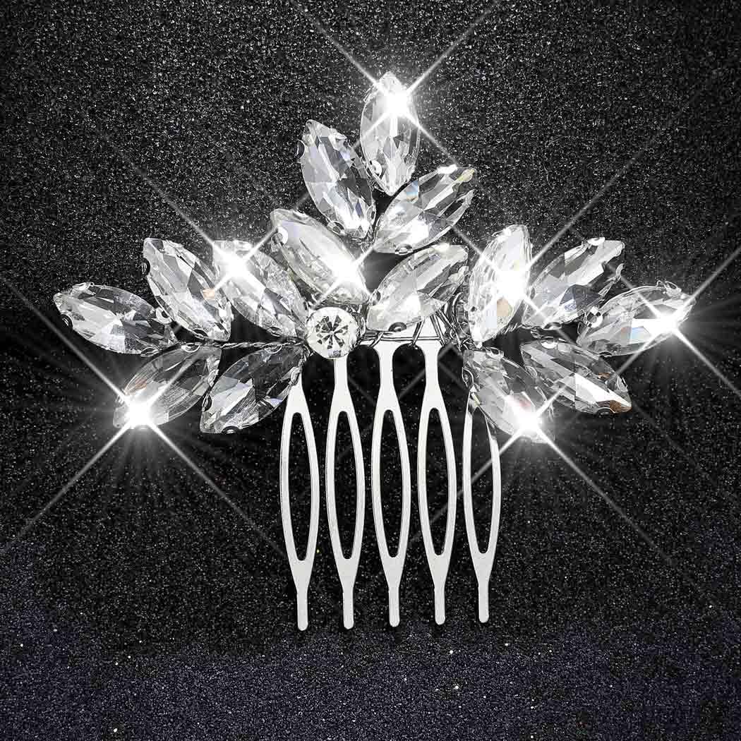 Catery Crystal Wedding Hair Comb Rhinestone Clips for Women (Silver) A-SILVER