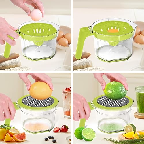 Miniatura 5 de MJ02 Exprimidor manual multifuncional, exprimidor de limón y lima con mango de agarre cómodo, exprimidor de naranja de capacidad de 21 onzas (verde)