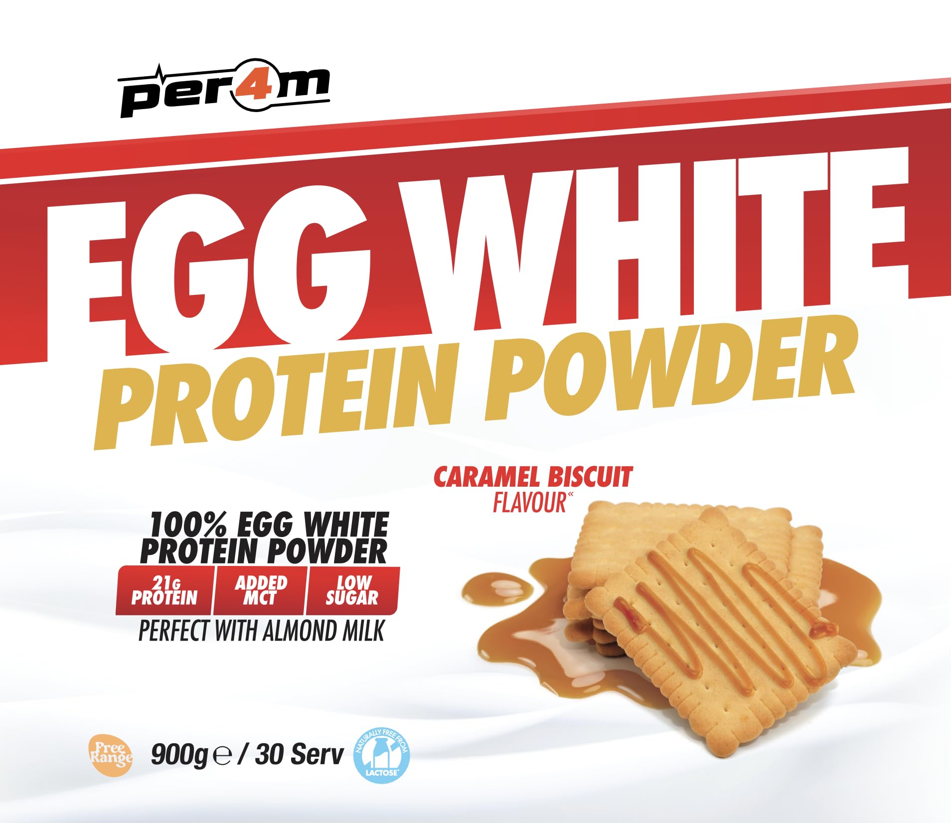 Per4m Egg White Protein Powder (900g) Biscuit au caramel