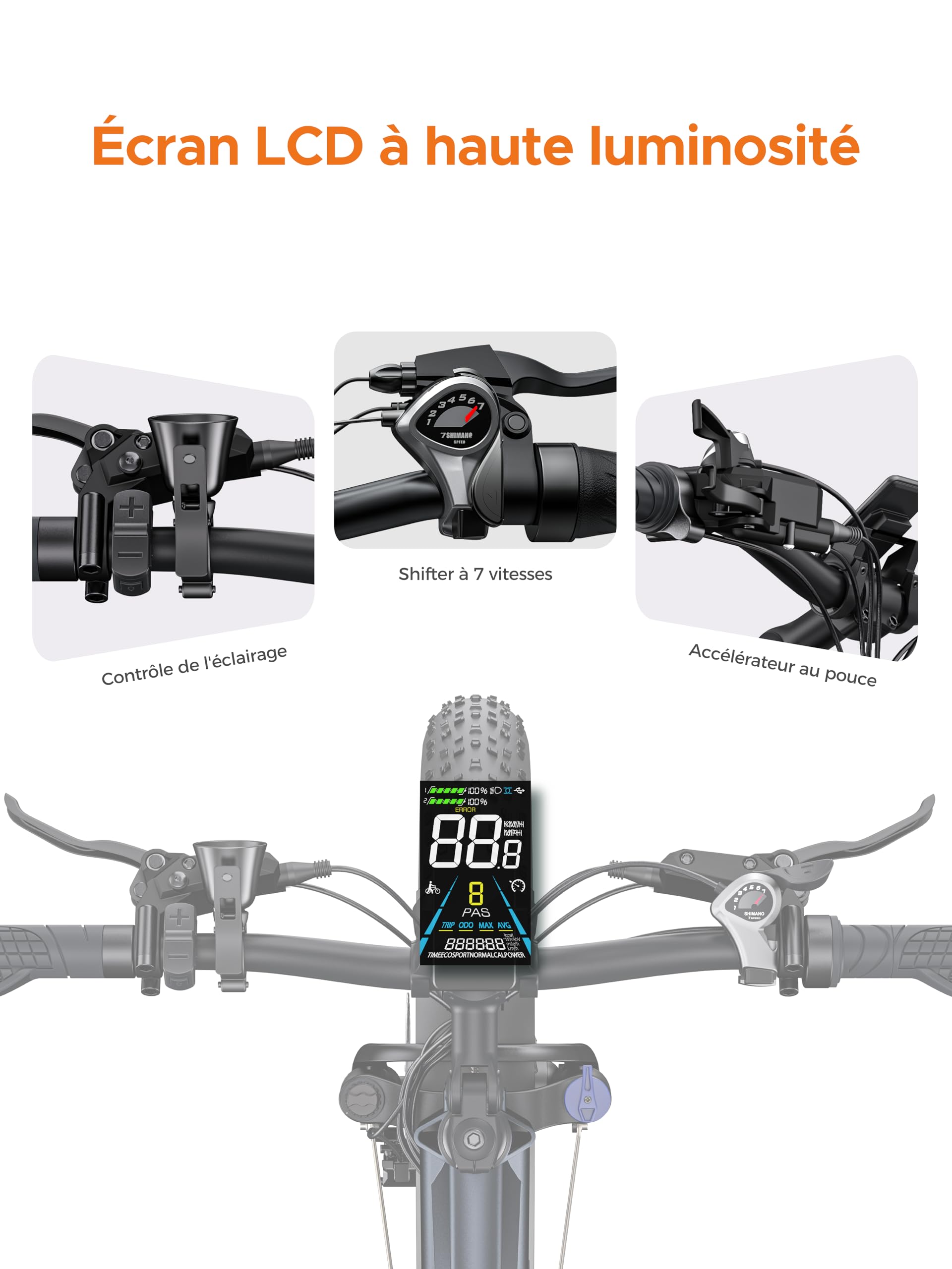 ENGWE E26 Vélo Électrique Femme et Homme 26 * 4,0 Pouces Large Ebike, VTT électrique de 250W, Batterie de 48V 16Ah-Autonomie Gusqu'à 140 km, Vitesse-7, Suspension Double