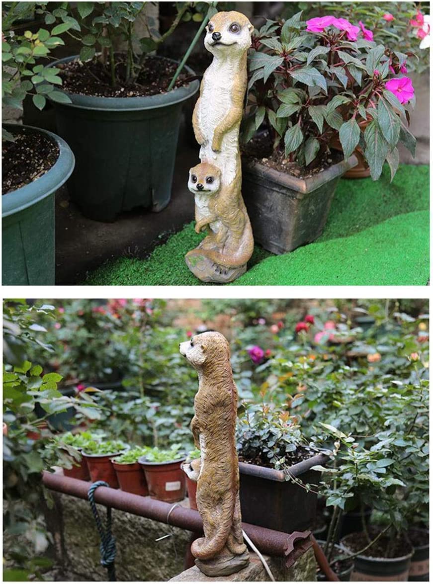 Brązowa statuetka zwierzęcia surykatka, żywiczna surykatka statuetka ogrodowa rodzina podwórko sztuka 46 cm