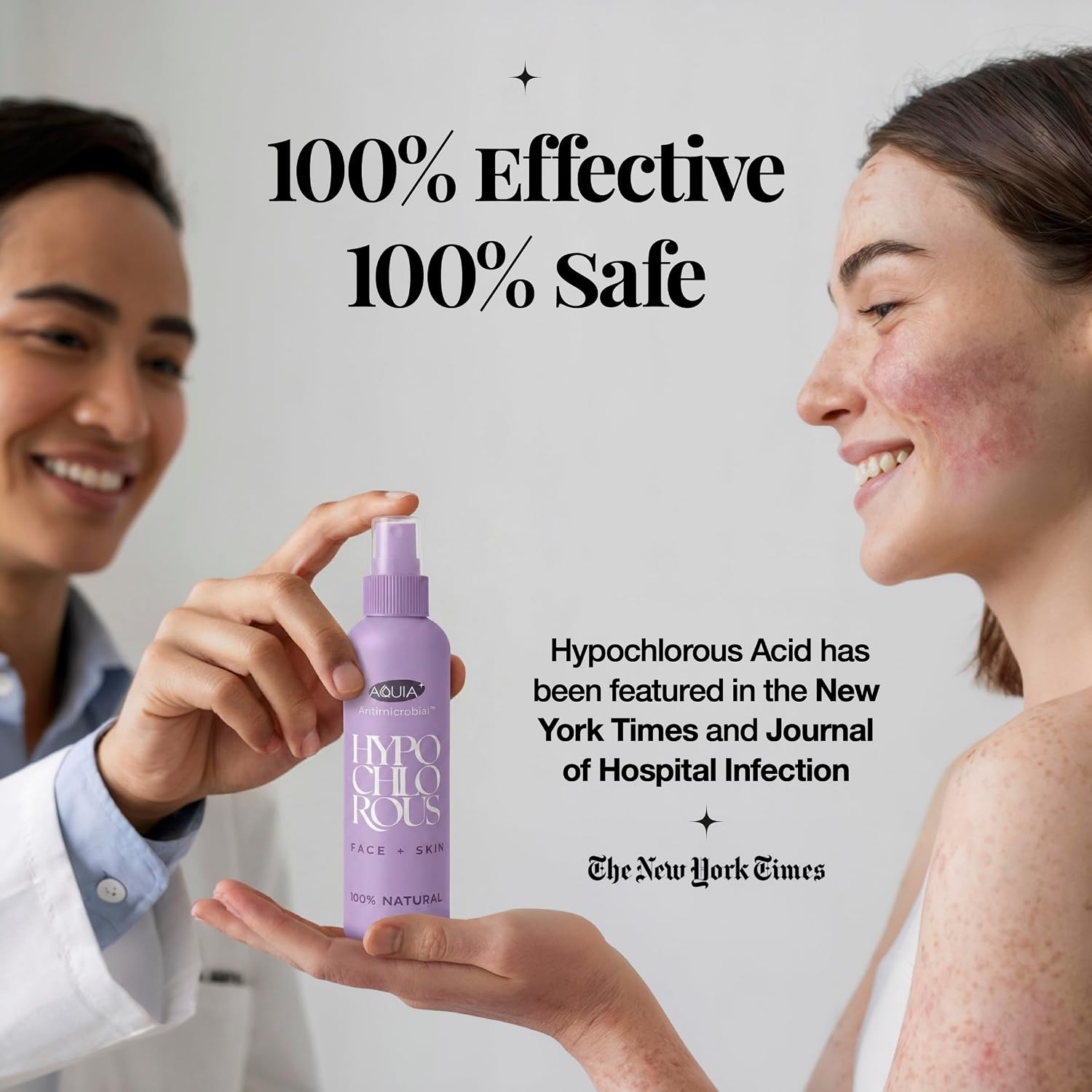 Aquia Hypochlorous Acid Spray for Face and Skin; Facial Cleanser | 8oz Face Mist Hypochlorous Acid Spray for Skin, Acne, Rash, Eczema, Wound | Antimicrobial Facial Cleanser Acne Sprays; Purple 8oz