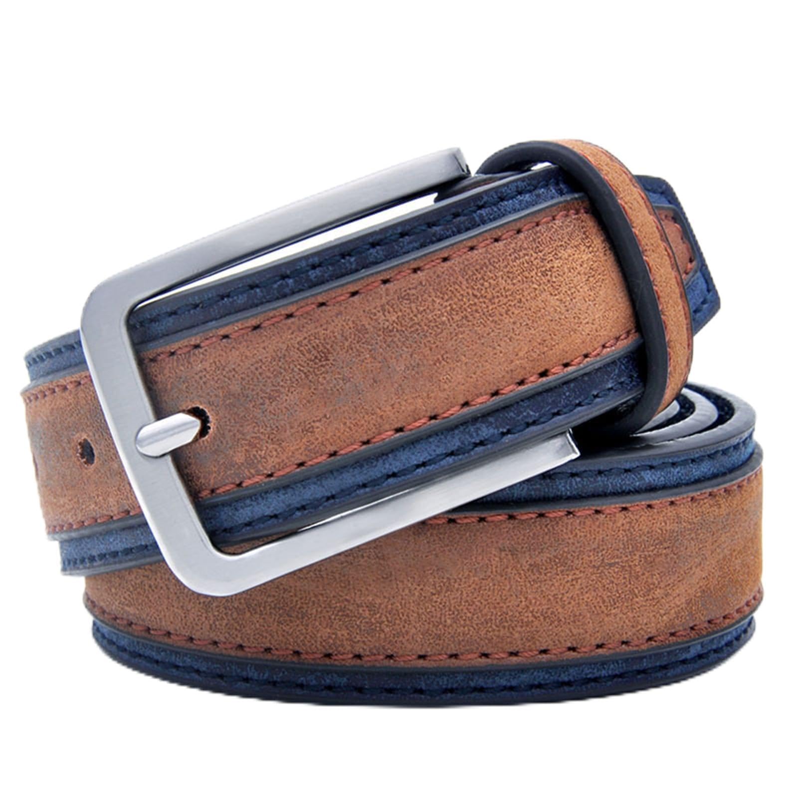 evimo Men's Leather Belt Men's PU Leather Pin Buckle Belt Casual Belt PU Jeans Belt for Jeans (Color : Brown, Size : 120cm)