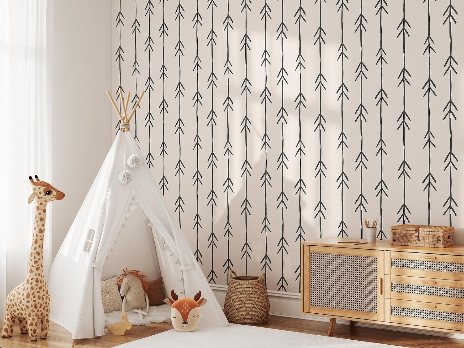 Minimalistic Boho Peel and Stick Wallpaper | Removable Contemporary Home Decor | Modern Self-Adhesive Wallpaper (1 roll 24" W x 96" H)