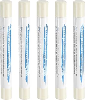 HARFINGTON 5pcs Wood Filler Sticks Wooden Wax Touch Up Furniture Repair Crayons for Scratch Hole Wood, Warm White