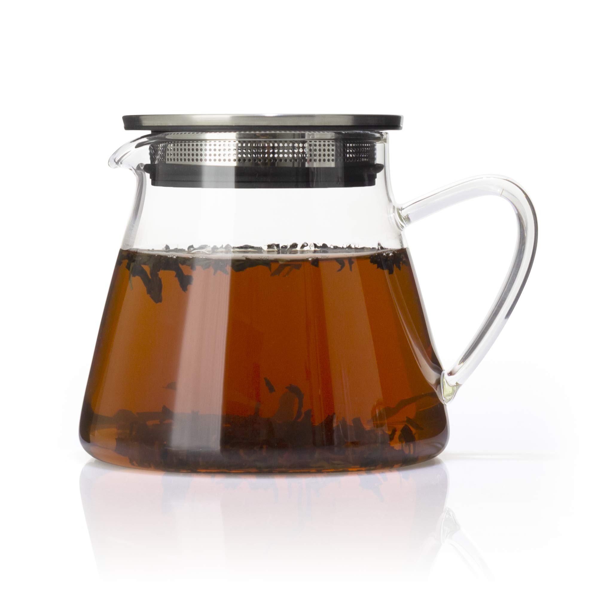 FORLIFE Four Life 841 Teapot Glass, Heat Resistant, 18.9 fl oz (532 ml), For 3 Cups, Lid with Tea Strainer, One Hand, Microwave and Dishwasher Safe, Not Direct Fire, Fuji Glass Teapot
