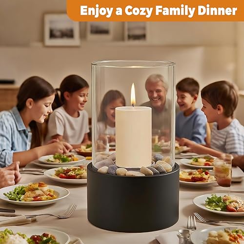Miniatura 4 de EastFlame - Portavelas de mesa con piedras decorativas, apto para velas de 2.5 pulgadas de diámetro y debajo del pilar y velas perfumadas, regalo