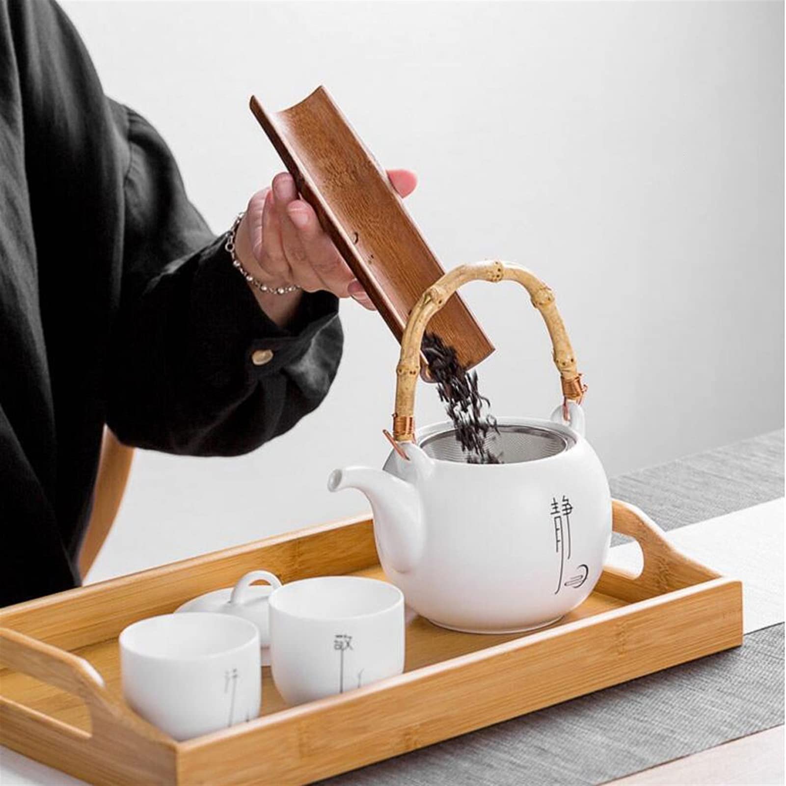 Czajnik 650 ml Ceramiczne Białe Porcelanowe Herbaty Zestawy Chiński Unikalny Czajnik Kung Fu Teaset Zaparzacz Chiny Czajniczek Unikalny prezent (Kolor: Biały, Rozmiar: A) (Biały C)